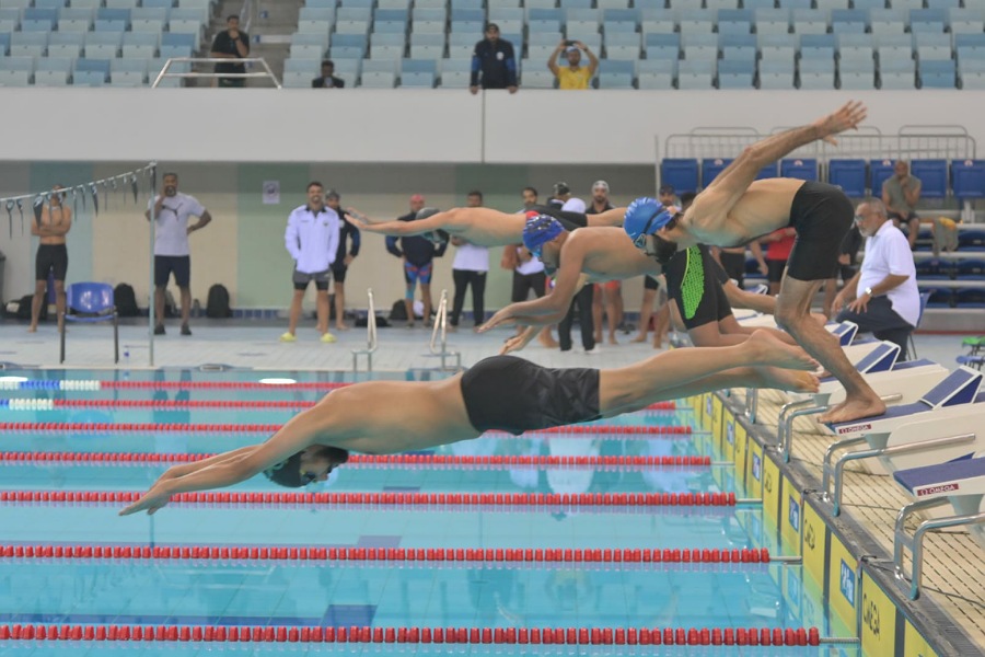 Intense competitions in the police swimming and rescue championship organized by the Police Sports Association in the Hamdan Sports Complex, Dubai